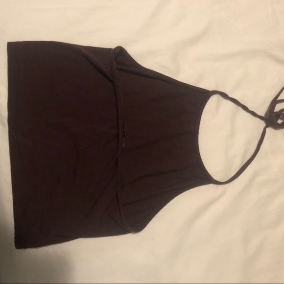 Burgundy Brandy Melville cropped halter top - Picture 3 of 5